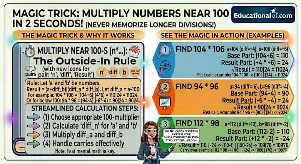 Multiplication Trick for Numbers Near 100