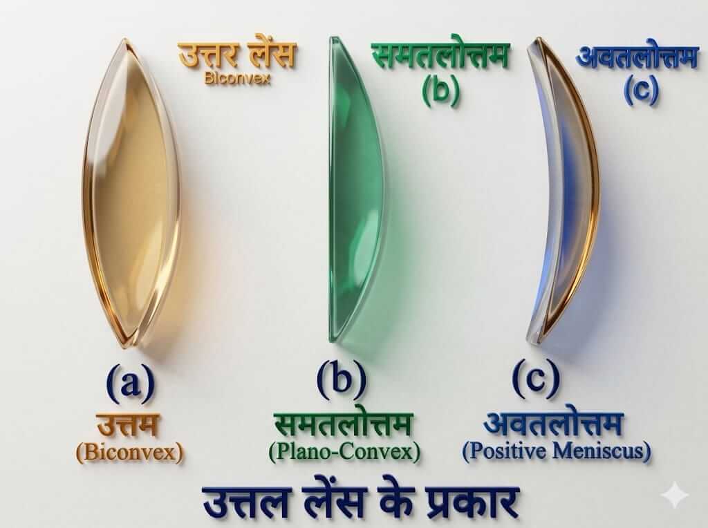 उत्तल लेंस के प्रकार