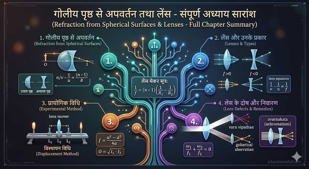 गोलीय पृष्ठों से अपवर्तन (Refraction from Spherical Surfaces)