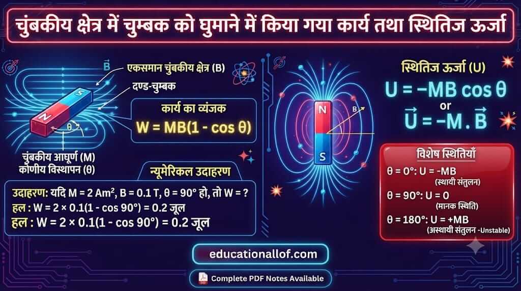 चुंबकीय क्षेत्र में चुम्बक को घुमाने में किया गया कार्य by educationallof