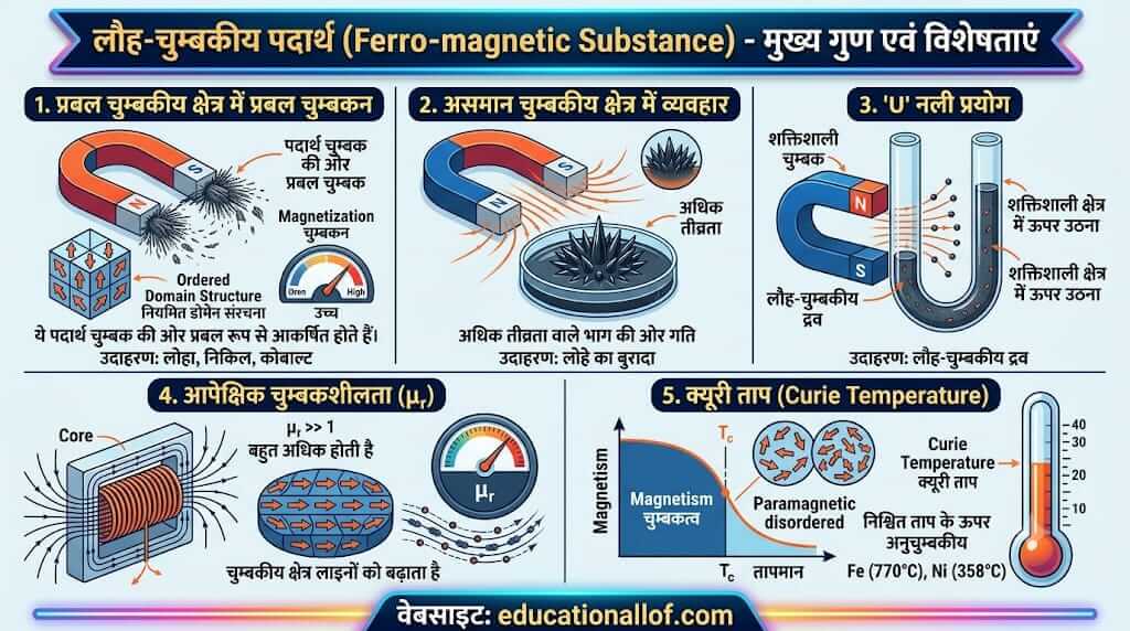 लौह-चुंबकीय पदार्थ (Ferro-magnetic Substance in Hindi)